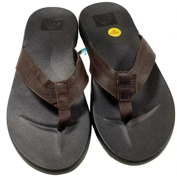 Reef Cushion Phantom LE Mens 13 Thong Slide Sandals Black Brown Leather NEW main image 9